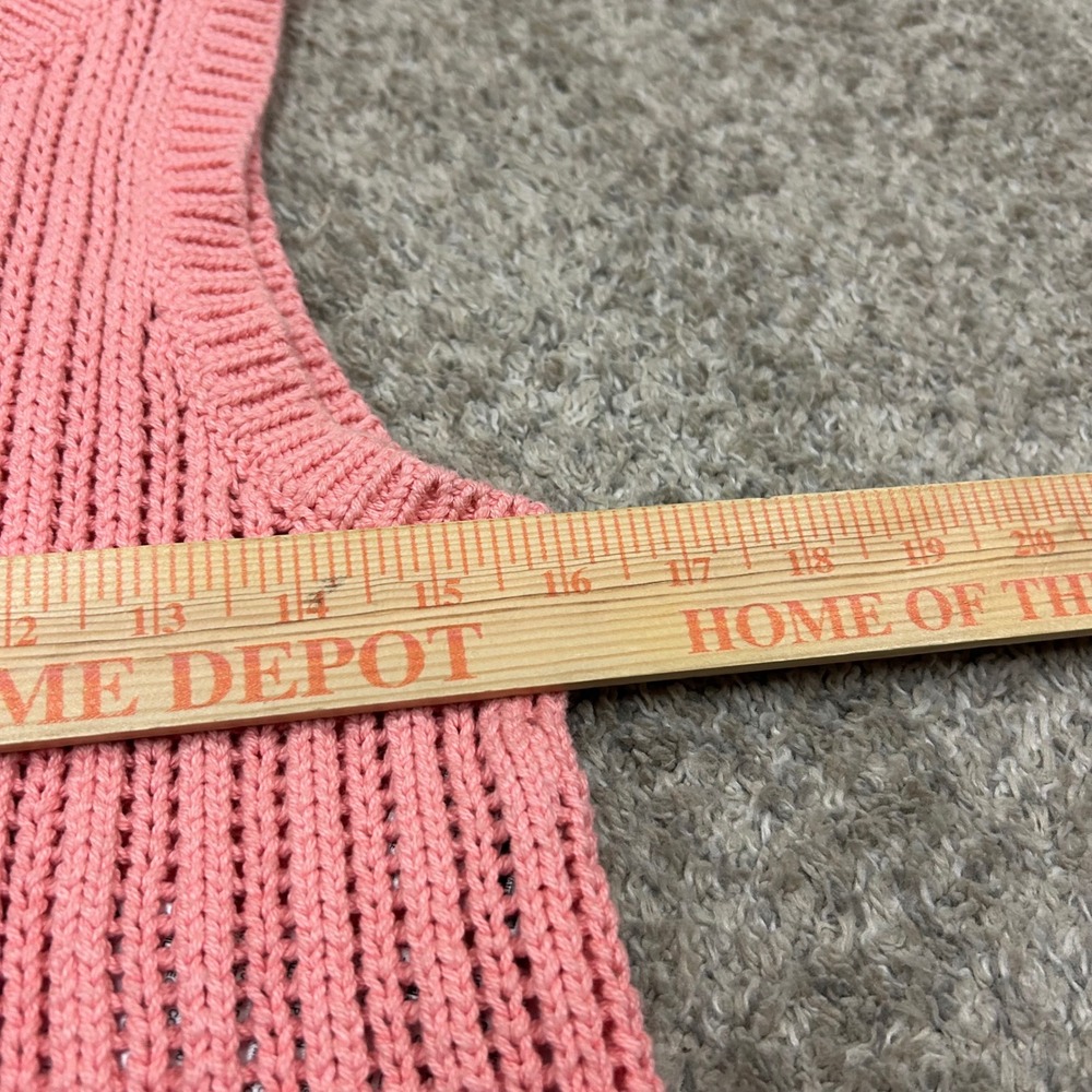 Levi's Sweater Vest Medium Pink Open Knit Crochet Cotton Sleeveless Baby Blue - Picture 4 of 8